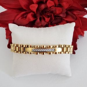 Rhinestone Gold Link Bracelet